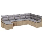 vidaXL Ensemble de canapé de jardin 8 Pièces Beige  Gris clair