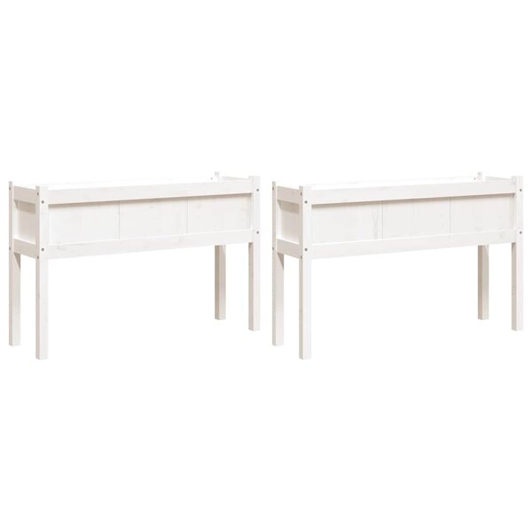 vidaXL Jardinières 2 Pièces avec pieds blanc bois de pin massif