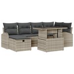 vidaXL Ensemble de Canapés de Jardin 7 Pièces avec Coussins en Rattan Poly Gris Clair