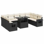 vidaXL Salon de jardin 10 Pièces avec coussins noir résine tressée