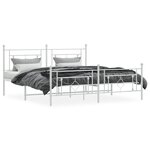 vidaXL Cadre de lit métal sans matelas et pied de lit blanc 183x213 cm