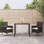 vidaXL Ensemble à manger de jardin avec coussins 3 Pièces Noir
