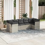 vidaXL Salon de jardin avec coussins 7 Pièces gris clair résine tressée