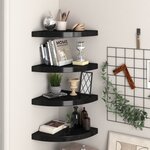 vidaXL Étagères d'angle flottantes 4 Pièces noir 35x35x3 8 cm MDF