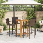 vidaXL Ensemble de bar de jardin 5 Pièces marron bois massif acacia rotin