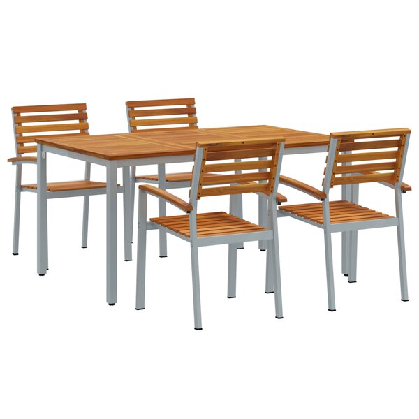 vidaXL Set de salle à manger de jardin 5 pièces en bois d'acacia et métal