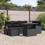 vidaXL Ensemble de jardin 7 pièces avec des coussins en rattan polyblack acacia