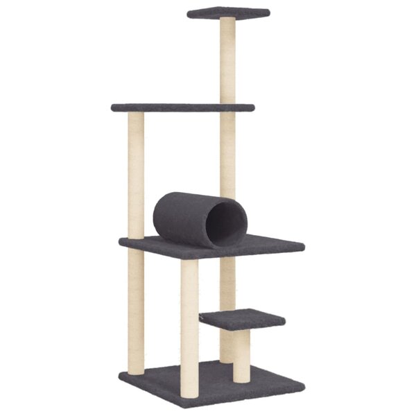 vidaXL Arbre à chat avec griffoirs en sisal gris foncé 136 cm