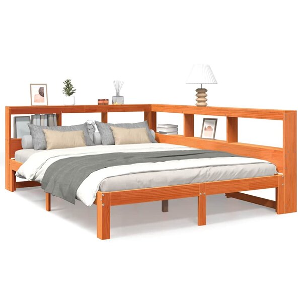 vidaXL Lit bibliothèque sans matelas cire marron 140x190 cm pin massif