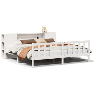vidaXL Lit bibliothèque sans matelas blanc 180x200 cm bois pin massif