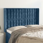 vidaXL Tête de lit avec oreilles Bleu foncé 147x16x118/128 cm Velours