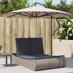 vidaXL Chaise longue double avec coussins gris résine tressée