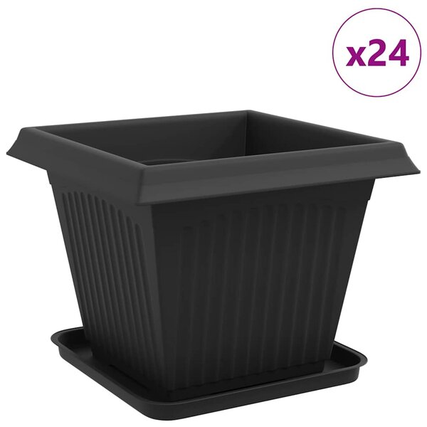 vidaXL Pots de plantes 24 Pièces Noir 38 x 38 x 30 cm Plastique
