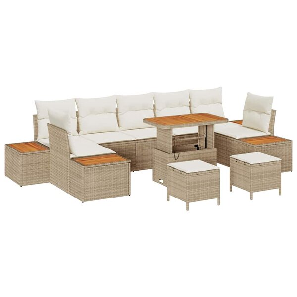 vidaXL Ensemble de canapé de jardin avec coussin 10 Pièces Beige et crème