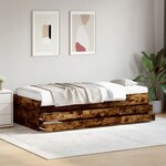 vidaXL Lit de jour avec tiroirs sans matelas chêne fumé 100x200 cm
