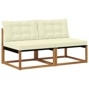vidaXL 2 Pièce Sofa de milieu extérieur Bois d'Acacia Massif Naturel