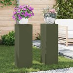vidaXL Supports pour plantes 2 Pièces Vert olive 24 x 24 x 75 cm Acier