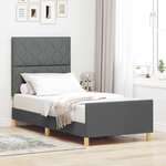 vidaXL Cadre de lit avec tête de lit Gris foncé 90 x 200 cm tissu