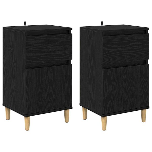 vidaXL Cabinet de chevet avec tiroir 2 Pièces Chêne noir 40 x 35 x 70 cm