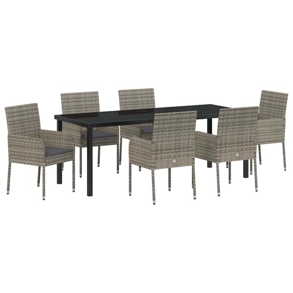 vidaXL Ensemble de salle à manger pour jardin 7 Pièces Gris polyrotin