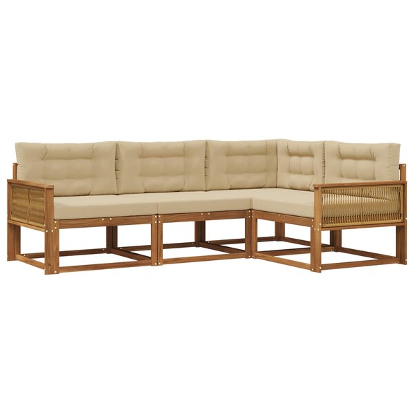 vidaXL Ensemble de canapés d'extérieur 4 pc Naturel et Beige