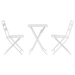 vidaXL Ensemble bistro de jardin 3 Pièces Blanc Acier