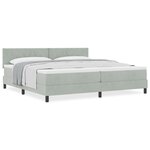Lit à sommier Box avec matelas Gris clair 200x200 cm Velours