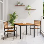 vidaXL Ensemble de salle à manger de jardin 3 pièces Noir Poly Rattan Acacia