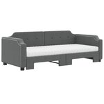 vidaXL Lit de jour avec gigogne et matelas gris foncé 100x200 cm tissu