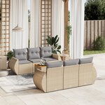 vidaXL Salon de jardin avec coussins 7 Pièces beige résine tressée