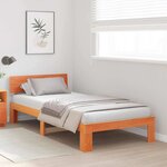 vidaXL Cadre de lit avec tête de lit marron ciré 80x200 cm en bois de pin massif
