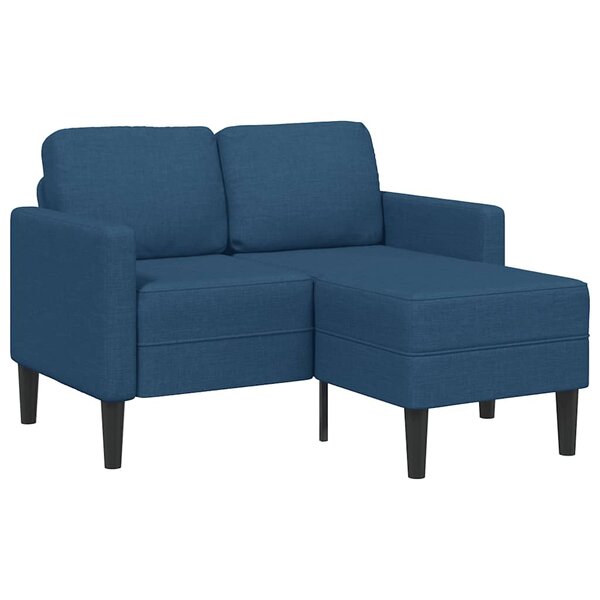 vidaXL Canapé 2 places avec méridienne en L bleu 125 cm tissu
