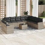 vidaXL Salon de jardin 11 Pièces avec coussins gris clair résine tressée