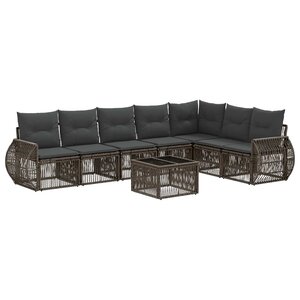 vidaXL Ensemble de canapé de jardin 8 Pièces Gris et Gris foncé polyrotin