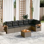 vidaXL Salon de jardin avec coussins 7 Pièces gris résine tressée
