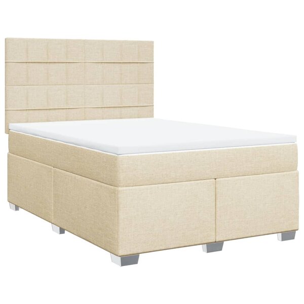 vidaXL Sommier à lattes de lit avec matelas Crème 140x200 cm Tissu