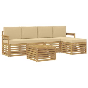 vidaXL Ensemble de canapés d'extérieur 6 pc Blanc et Beige Polyester