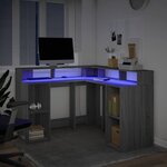 vidaXL Bureau et lumières LED sonoma gris 130x130x91cm bois ingénierie