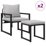 vidaXL Ensemble de canapé de jardin 4 Pièces Noir 61 x 72 5 x 71 cm Acier