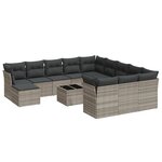 vidaXL Salon de jardin avec coussins 13 Pièces gris clair résine tressée