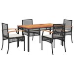 vidaXL Ensemble à manger de jardin coussins 5Pièces Noir Résine tressée