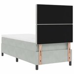 Lit Box Spring vidaXL avec Matelas et Lumière LED Gris clair 90x200 cm Velours