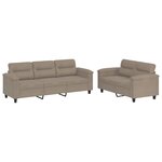 vidaXL Ensemble de canapés 2 Pièces avec coussins taupe tissu microfibre