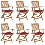vidaXL Chaises pliables de jardin lot de 6 avec coussins Bois d'acacia