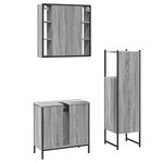 vidaXL Ensemble d'armoires de salle de bain 3 Pièces sonoma gris