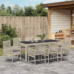 vidaXL Ensemble de salle à manger pour jardin 9 Pièces Gris clair
