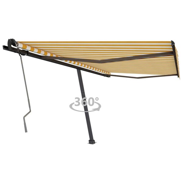 vidaXL Auvent manuel rétractable sur pied 400x350 cm Jaune/Blanc