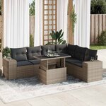 vidaXL Salon de jardin avec coussins 7 Pièces gris résine tressée