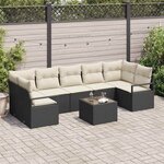 vidaXL Ensemble de canapé de jardin 8 Pièces Noir  Crème 55 x 55 x 37 cm