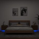 vidaXL Tables de chevet murales avec lumières LED 2 Pièces chêne marron